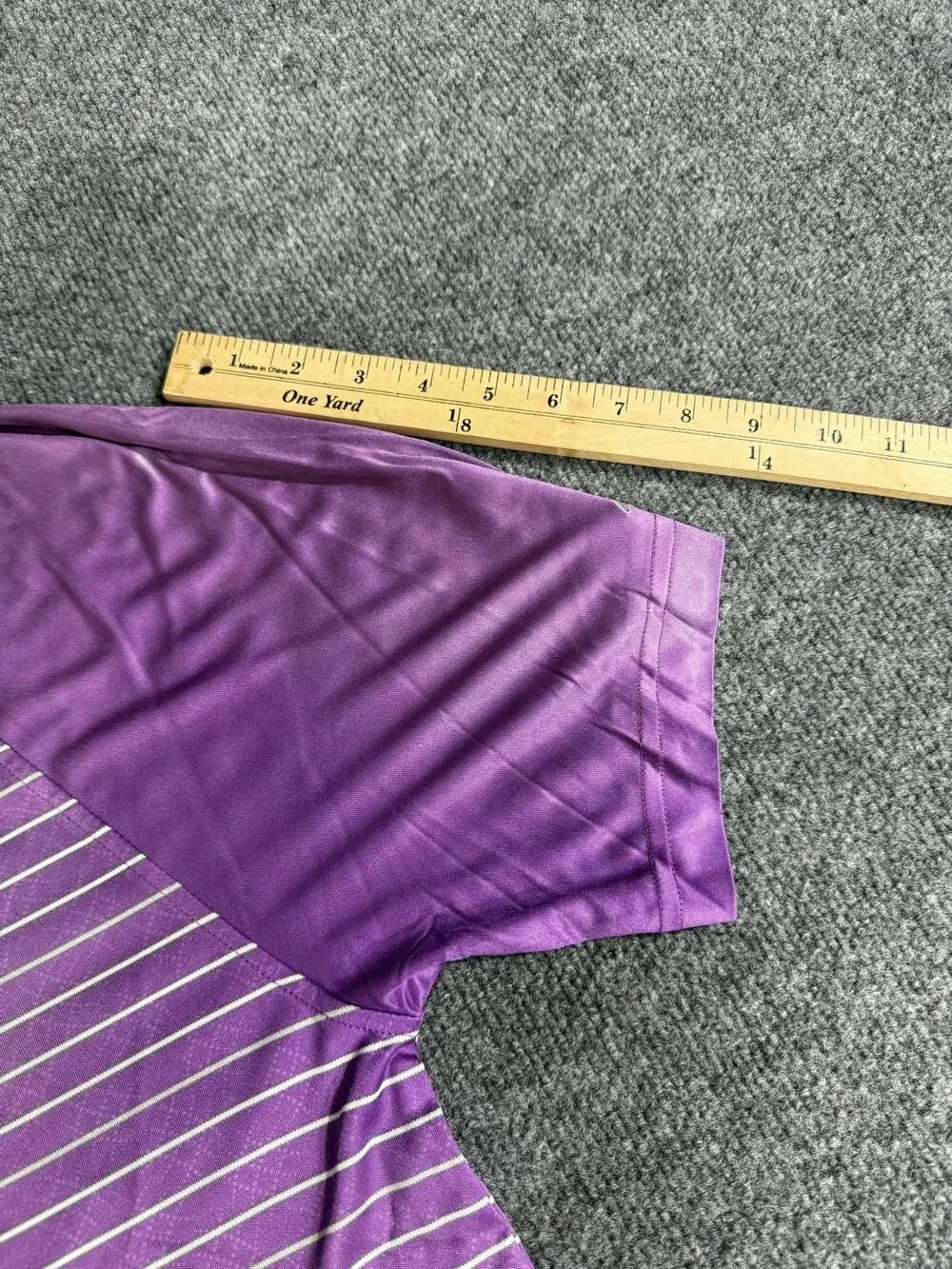 Greg Norman For Tasso Elba Polo Shirt Mens Large Purple Striped PlayDry Golf Top